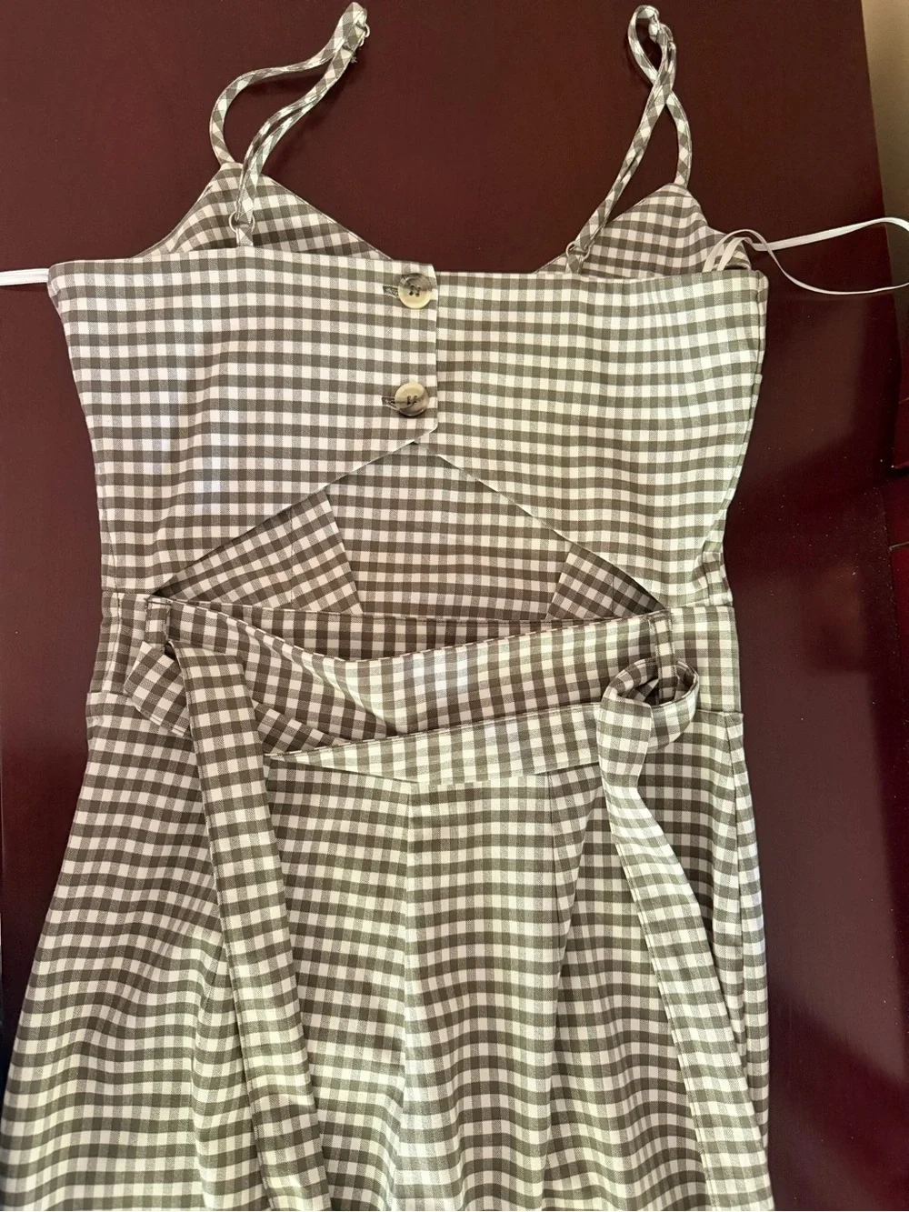 Gingham Spaghetti-Strap Jumpsuit
